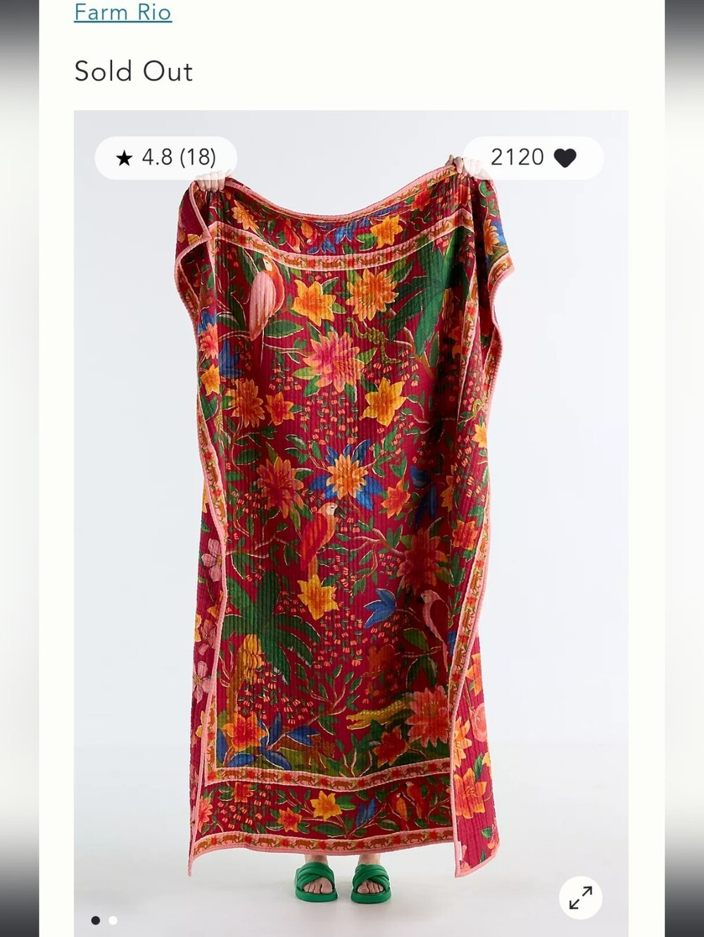 FARM Rio×Anthropologie Cotton Floral Throw Blanket